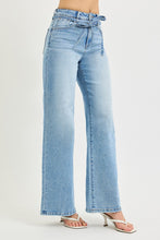 Load image into Gallery viewer, RISEN High Rise Wide Jeans With Waist String Details