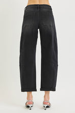 Load image into Gallery viewer, RISEN High Rise Crop Barrel Cuffed Hem Pants in Black