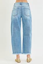 Load image into Gallery viewer, RISEN High Rise Crop Barrel Distressed Jeans