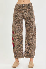 Load image into Gallery viewer, RISEN Slouchy Barrel Rose Embroidered Leopard Print