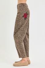 Load image into Gallery viewer, RISEN Slouchy Barrel Rose Embroidered Leopard Print
