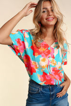 Load image into Gallery viewer, V Neck Drop Shoulder Floral Top