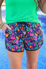 Load image into Gallery viewer, PREORDER-Fiesta Time Floral Drawstring Everyday Shorts, Black