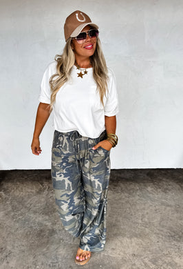 Haddie Wide Leg Pants in Camo