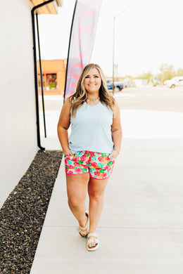 Everyday Ribbed Tank Top in Sky Blue