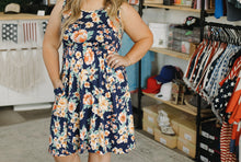 Load image into Gallery viewer, Kelsey Tank Dress in Navy Tropical