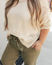 Load image into Gallery viewer, Floral Crochet Sweater Knit Top