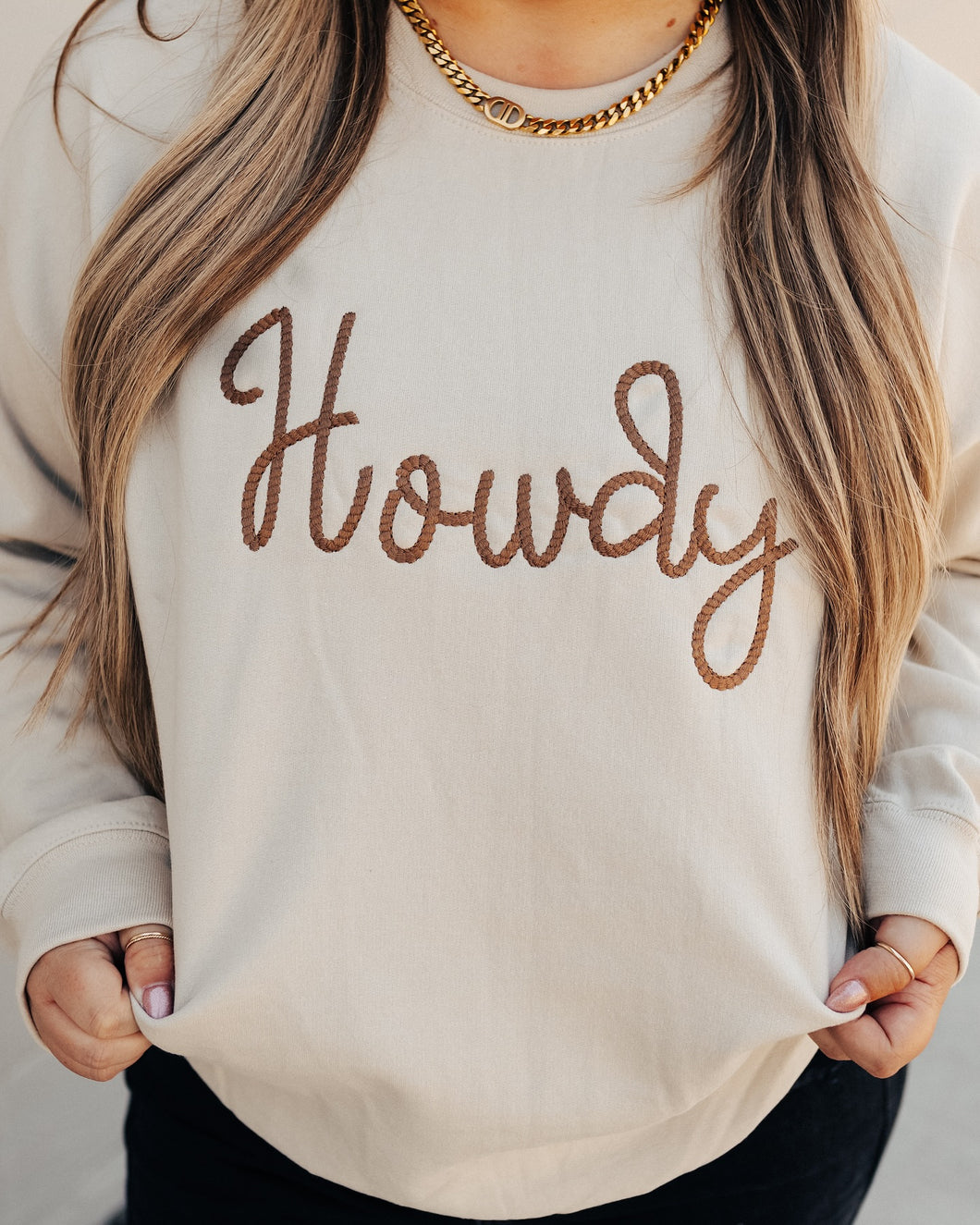 Embroidered Howdy Pullover Sweatshirt