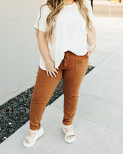 Load image into Gallery viewer, High Waist Garment Dyed Cuffed Judy Blue Joggers in Camel