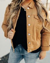 Load image into Gallery viewer, Mocha Distressed Relaxed Fit Denim Jacket
