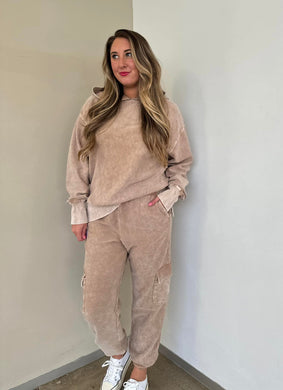 Essential Luxe Corded Joggers in Light Mocha