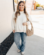 Load image into Gallery viewer, Brushed Checkered Long Sleeve Top in Ivory