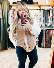 Load image into Gallery viewer, High Neck Sleeveless Corduroy Vest in Taupe