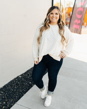 Load image into Gallery viewer, Brushed Checkered Long Sleeve Top in Ivory