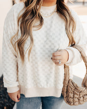 Load image into Gallery viewer, Brushed Checkered Long Sleeve Top in Ivory