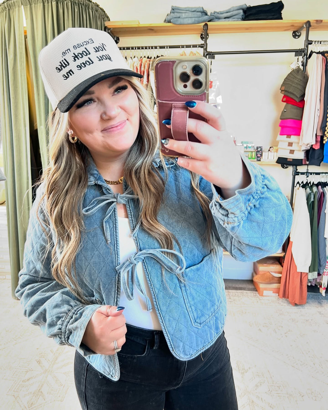 Adult Excuse Me... Embroidered Corduroy Snapback Hat