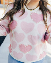 Load image into Gallery viewer, Blush Pearl Heart Sweater in Light Pink