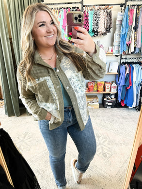 Olive Branch Floral Patch Shacket