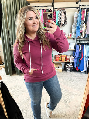Kacey Ribbed Hoodie- Mulberry