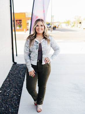 Camo Chic Button-Up Cardigan