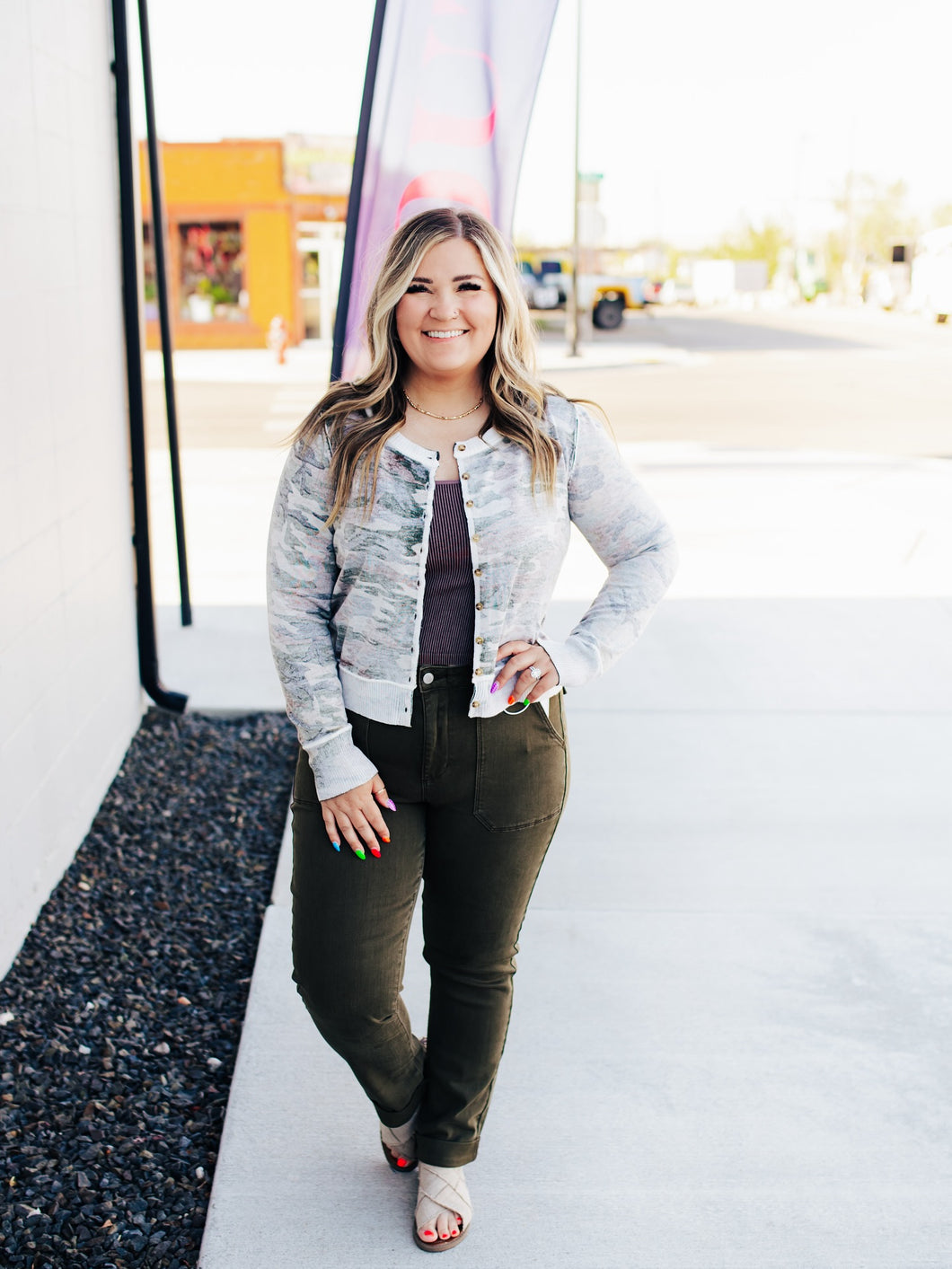 Camo Chic Button-Up Cardigan