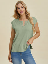 Load image into Gallery viewer, Notched Cap Sleeve Knit Top