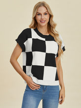 Load image into Gallery viewer, CharlieMae Checkered Short Sleeve Sweater