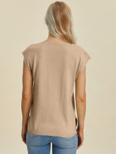 Load image into Gallery viewer, Notched Cap Sleeve Knit Top