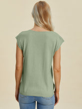 Load image into Gallery viewer, Notched Cap Sleeve Knit Top