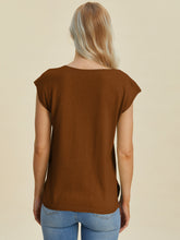 Load image into Gallery viewer, Notched Cap Sleeve Knit Top