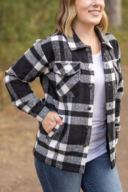 Norah Plaid Shacket in Black and White