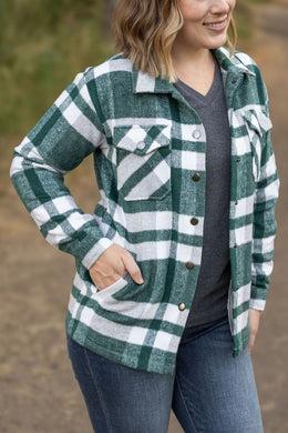 Norah Plaid Shacket in Classic Green and Grey Mix