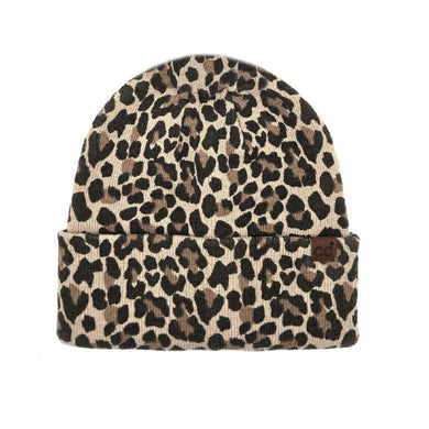 Leopard Print Cuff Beanie C.C. Beanie