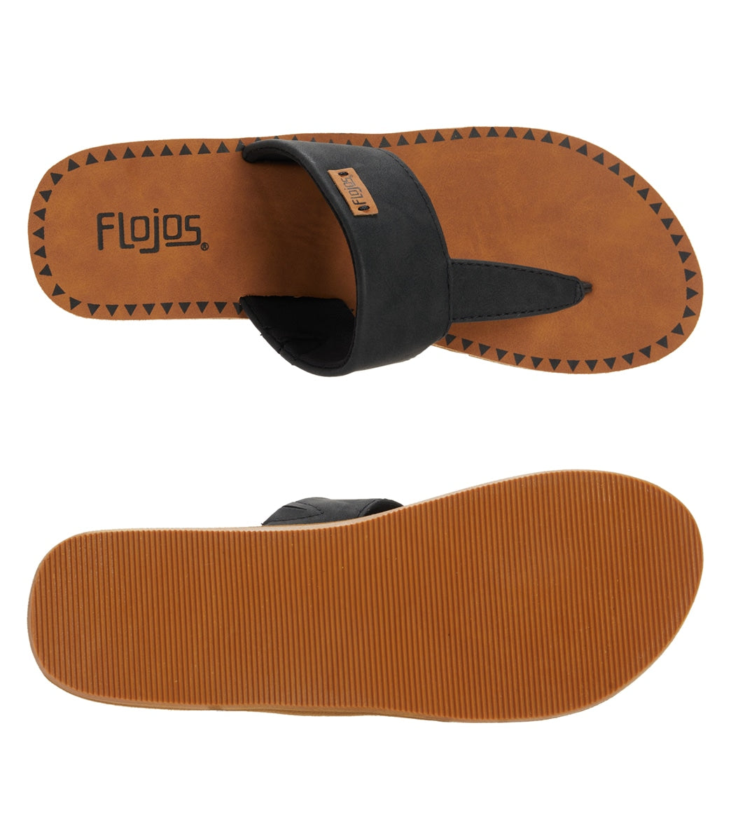 Grace Faux Leather Flip Flop in Black