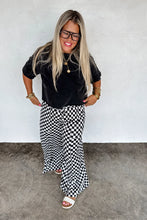Load image into Gallery viewer, Haddie Wide Leg Checker Pants in Black
