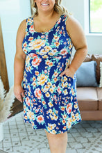 Load image into Gallery viewer, Kelsey Tank Dress in Navy Tropical