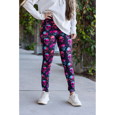 Halloween Skull Full Length Leggings with Pockets