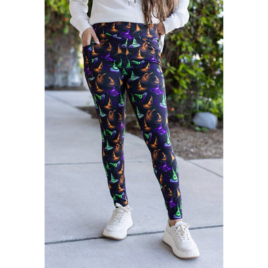 Halloween Witches Hats Full Length Leggings with Pockets