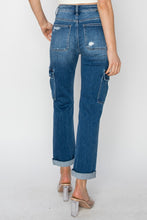 Load image into Gallery viewer, High Rise Cargo Ankle Roll Up Straight Jeans by Risen