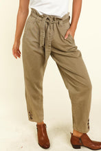 Load image into Gallery viewer, Paper Bag Waist Belted Twill Pants