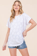 Load image into Gallery viewer, Floral Textured Short Sleeve T-Shirt in White