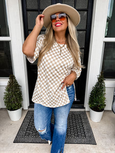 PREORDER: Check Me Out Side Slit Top in Neutrals