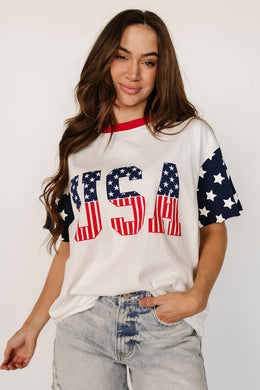 Ampersand Boyfriend Tee in All American Girl