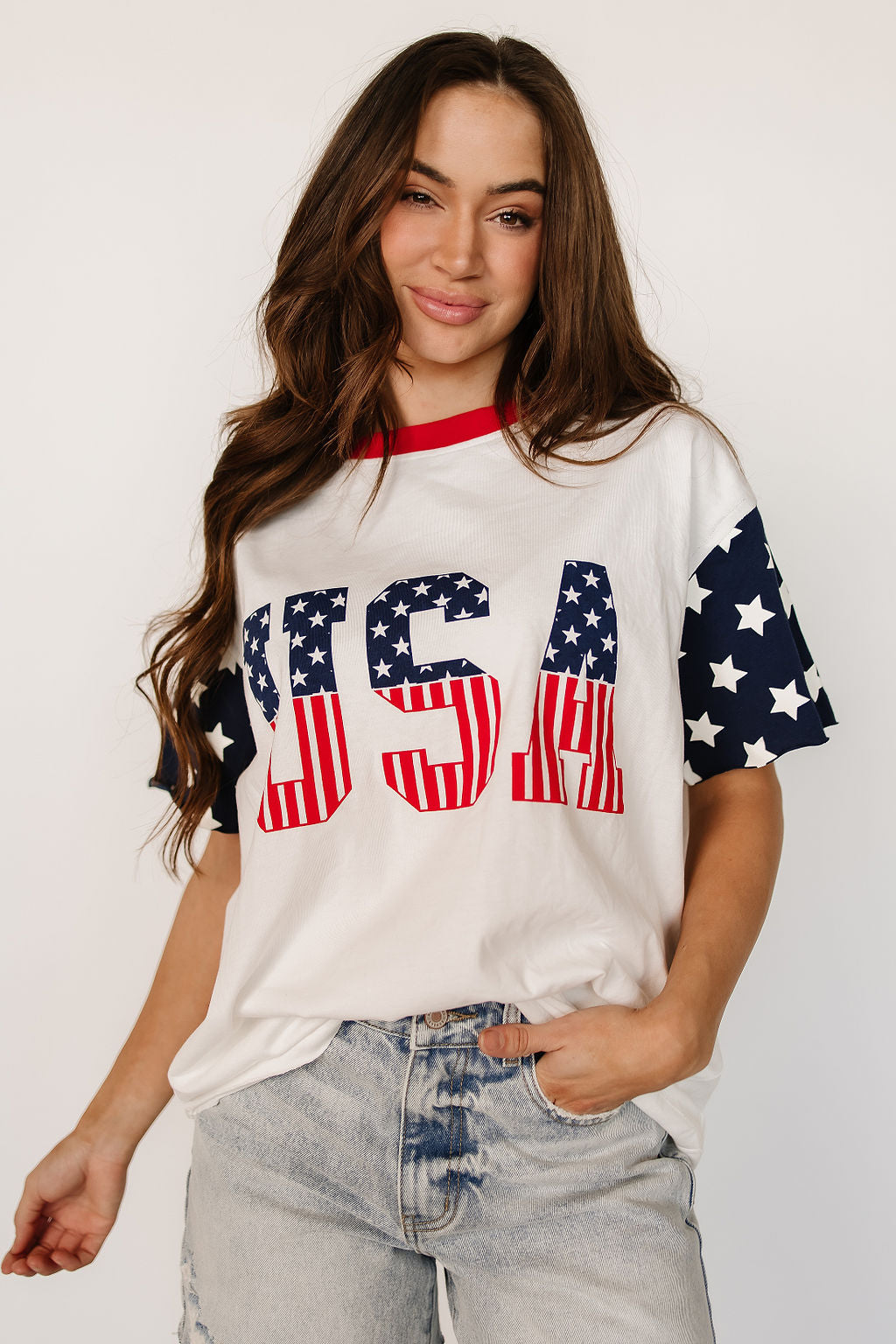 Ampersand Boyfriend Tee in All American Girl