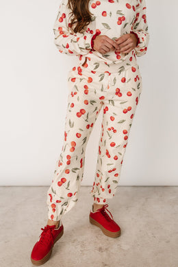 Ampersand Lace Pocket Joggers in Cherry Charmed