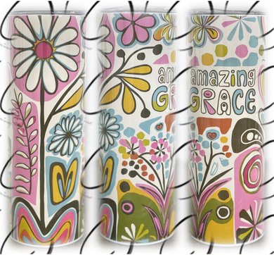 Abstract Floral Amazing Grace 20oz Skinny Tumbler