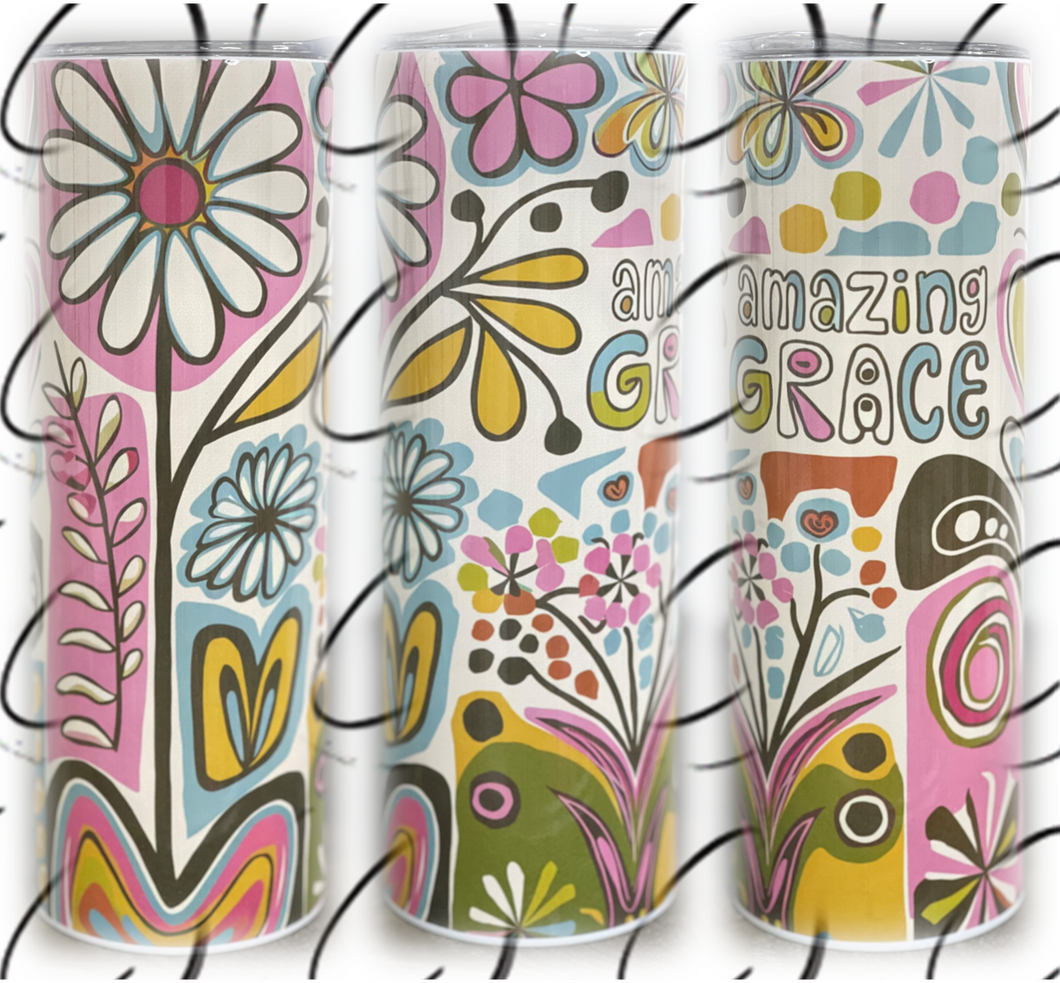 Abstract Floral Amazing Grace 20oz Skinny Tumbler