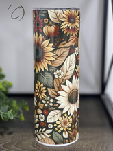 Load image into Gallery viewer, Autumn Sunflowers 20oz Skinny Tumbler