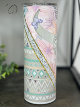 Load image into Gallery viewer, Aztec Butterfly Bull Skull 20oz Skinny Tumbler