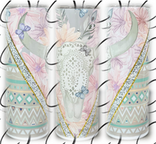 Load image into Gallery viewer, Aztec Butterfly Bull Skull 20oz Skinny Tumbler